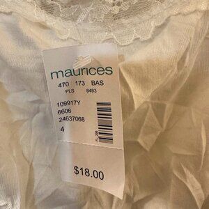 NWT - White Lace Trim Crinkle Cami Top - Plus Size 4